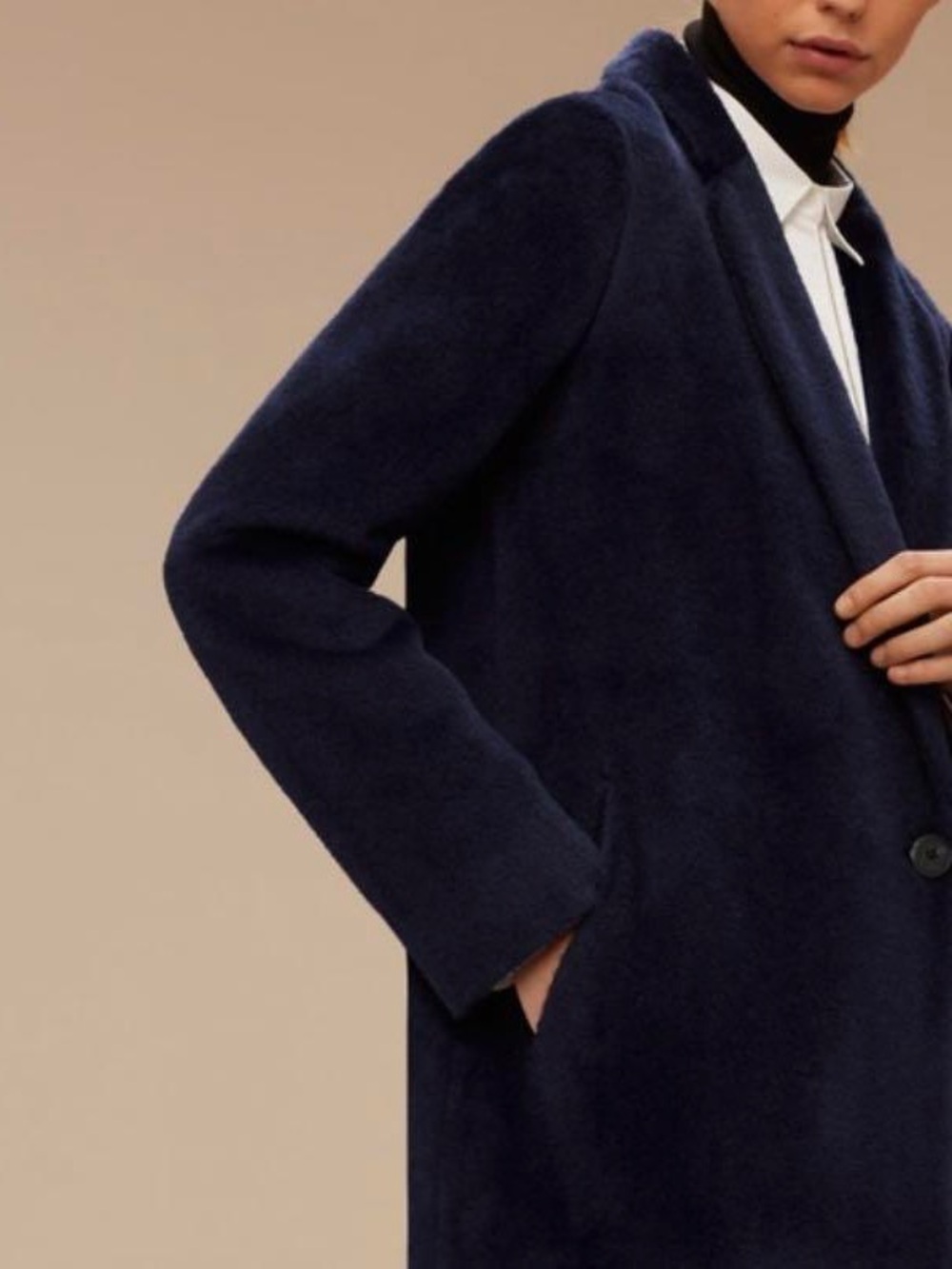 Aritzia Navy Stedman Long Pea Coat Medium $250